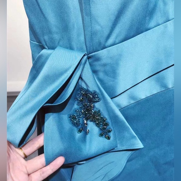 US 2 MARCHESA NOTTE Embellished ruffled satin-crepe gown NWT - Picture 10 of 12